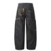 Design Sense Large Pocket Scimitar Jeans For Men American Style Trendy Brand Leopard Print Patchwork Wide-Leg_mkmklike.com