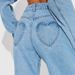 Women's High Waist Straight Leg Jeans With Heart Pocket Design - Washed Denim, Loose Fit, Comfortable & Stylish (Light Blue, S/M/L/Xl)_mkmklike.com