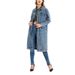 Men's And Women's Distressed Denim Jacket with Polo Collar Long Sleeve Overshirt Streetwear Fashion Blue Coat_mkmklike.com
