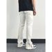 Nordmann White Flared Jeans For Men, European And American High Street Style, Zipper With Unique Design, Loose Straight Casual_mkmklike.com