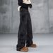 Men's Distressed Graffiti Straight Leg Jeans - Black Grey Washed Denim Pants With Hand-Painted Details_mkmklike.com
