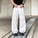Men's Clothing New Trendy Straight Jeans For Men Light Luxury Graffiti Print Korean Style White Loose Casual All Match Trousers For Summer_mkmklike.com