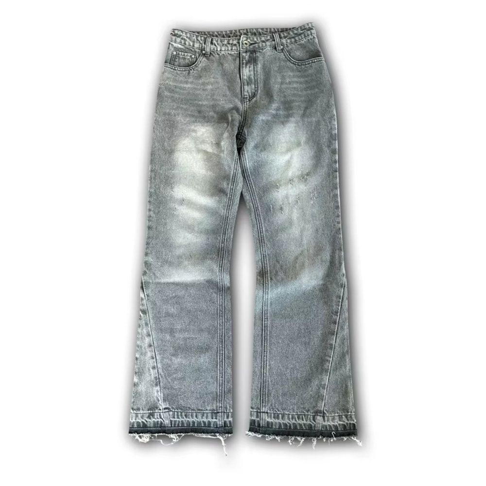 Y2K Vintage Washed Distressed Jeans Men/Women High Street American Style With Embroidery Raw Hem Relaxed Wide-Leg Fit Streetwear Denim Pants_mkmklike.com