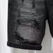 Men's Clothing Slim Fit Denim Shorts Trendy Rhinestone Rips Straight Leg Stretchy Korean Style Cool And Edgy_mkmklike.com