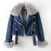 Women's Clothing Trendy New Styles Autumn And Winter New Fox Fur Collar Lining Fashionable Small Denim Jacket Women's Short Top Jacket_mkmklike.com