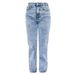 Women's Clothing Light Blue High Waist Loose Comfortable Slim Fit Fashion Straight Casual Denim Trousers_mkmklike.com
