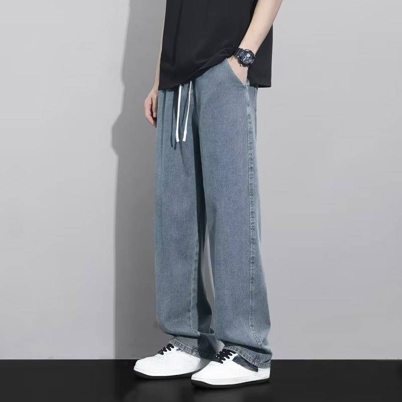 Men's Clothing Men's autumn new thin straight drawstring retro blue loose drape casual trousers_mkmklike.com