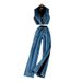 Fashion Denim Suit For Women In Summer Niche Contrast Color Suit Collar Sleeveless Vest Top Two Piece Suit High Waist Wide Leg Pants_mkmklike.com