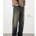 Vintage Washed Straight-Leg Jeans – Relaxed Fit, High Cotton Content (94.9%), Distressed Detailing, Unisex Streetwear_mkmklike.com
