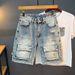 Men's High Street Loose Fit Denim Shorts Summer Trendy Cool Retro Style Five Point Pants New_mkmklike.com