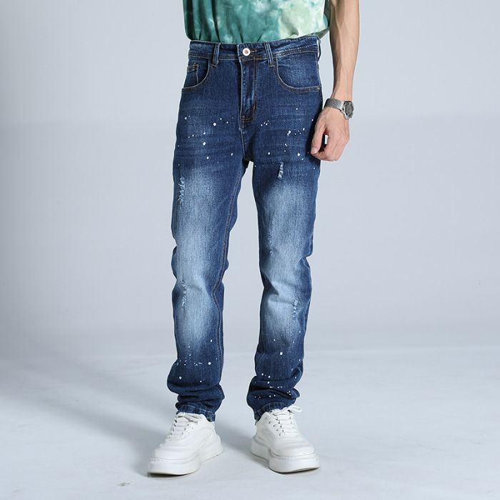 Premium High-Street Men's Vintage Washed Denim Jeans – Straight-Leg, Relaxed Fit, Stonewashed & Comfort Stretch (Sizes 29-38, Mid-Rise)_mkmklike.com