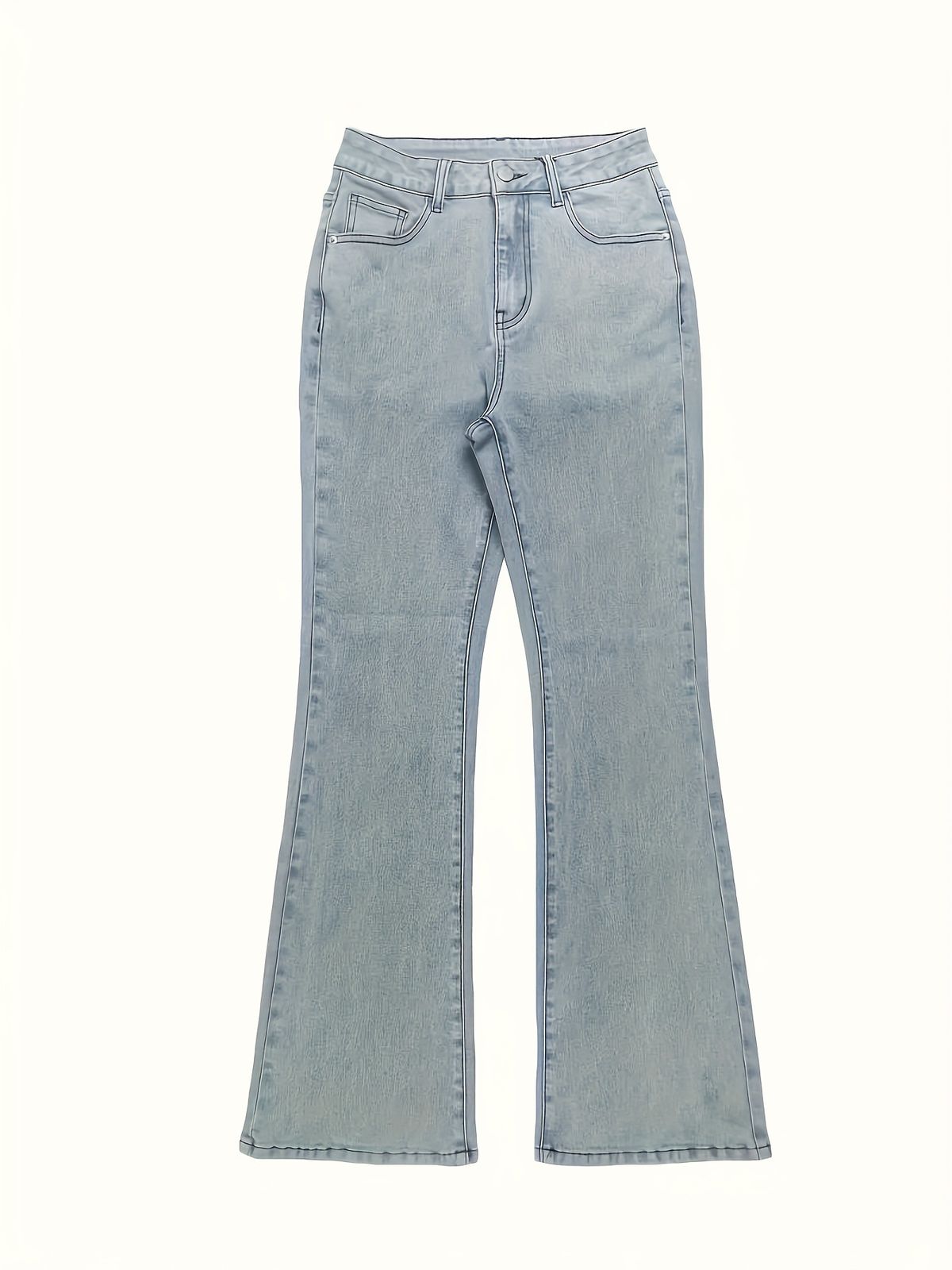 European And American Cross-border Women's Jeans Street Style High-waisted Elastic Denim Trousers Flared Denim Trousers_mkmklike.com