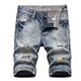 European And American Cross-Border High Street Trend Summer Five-Point Shorts Distressed Retro Fashion Slim Fit Jeans_mkmklike.com