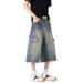 2026 Cowboy|European And American Multi-pocket Skateboard Hip-hop Denim Shorts Men, Trendy Loose-fitting Mid-length_mkmklike.com