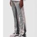 Men's Clothing Fashion Versatile Men's Denim Workwear Elastic Patch Laminated Flared Denim Straight Trousers_mkmklike.com