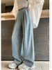 K Jeans, Women's Slim Fit, Loose Straight Leg, Oversized, Elastic Waist, Wide Leg Pants_mkmklike.com