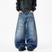 Men's Heavy Duty Studded Patch Curved Blade Jeans Loose Wide Leg Pants New Autumn Style American High Street Fashion_mkmklike.com