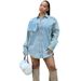 Women's Oversized Denim Jacket – Long Sleeve Patchwork Streetwear Coat With Distressed Details (S-3XL, Light Blue, Urban Unisex Fit, Polyester Blend)_mkmklike.com