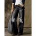 Trendy Retro Straight-Leg Jeans For Women – Distressed Washed Denim, Comfortable & Stylish (Black/Blue/Grey, XS-4XL)_mkmklike.com
