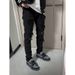 Spring Rhinestone Black Jeans Unisex Trendy High Street Internet Celebrity Same Style Versatile Slim Fit Ripped Skinny_mkmklike.com