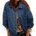 Women's Oversized Boyfriend Style Denim Jacket Long Sleeve Two Piece Design For European And American Markets Suitable_mkmklike.com