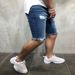 Summer 2025 European-USA Style Fashion Men's Cotton Mid Waist Broken Hole Denim Shorts S-3XL_mkmklike.com