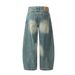 Men's Clothing Washed Denim Machete Pants Men's Trousers Punk Deconstruction Stitching Distressed Loose Wide Leg Overalls Street Trend_mkmklike.com