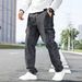 Men's Clothing Men's Cargo Workwear Jeans - Oversized Utility Denim Pants With Multi-Pockets (Gray, S-XXL)_mkmklike.com