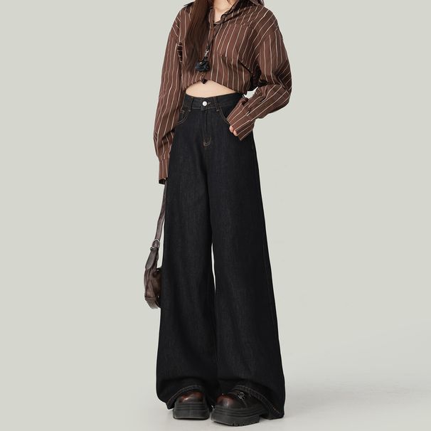 Black Gold Women's Wide-Leg Jeans 2026 New Autumn/Winter High-Waisted Loose Straight-Leg Spring/Summer Extra-Long_mkmklike.com