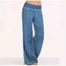 Women's Wide Leg Jeans – Lightweight Stretch Denim For Spring & Summer (Mid-Rise, Washed Blue, S-L Sizes)_mkmklike.com
