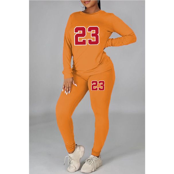 Women's Clothing Large size fat woman autumn and winter women's clothing printed personality casual two piece suit_mkmklike.com