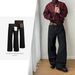 Washed Denim Baggy Jeans For Men & Women – Classic Straight-Leg, Mid-Rise, Non-Stretch Cotton (Black With Horsehair Accents)_mkmklike.com