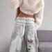 Women's Distressed High-Waisted Straight-Leg Jeans – Grunge-Inspired Patchwork Denim With Raw Hem, Non-Stretch Cotton Blend_mkmklike.com