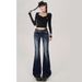 Women's Clothing American Vintage Flared Jeans For Women - Low-Rise Stretchy Bootcut Pants (Fall Collection)_mkmklike.com