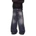 Unisex Distressed Tie-Dye Jeans – Oversized Wide-Leg Streetwear Pants With Lightning Wash & Retro Drop-Cuff Hem_mkmklike.com