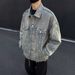 2025 Spring/Autumn New British Men's High Loose Washed Collar Jacquard Personalized Cowboy Jacket For Commuting_mkmklike.com