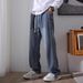 Men's Vintage Washed Jeans – Starry Sky Pattern & Loose Straight Fit, High-Street Casual Style_mkmklike.com
