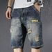 New Denim Shorts, Workwear Style, Loose Fit, Ripped, Trendy, Versatile, Japanese Retro, Summer Men's Shorts_mkmklike.com