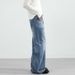 Men's Clothing & Archer0603 & American High Street Retro Whiskered Washed Vintage Blue A Line Loose Straight Leg Jeans For Men And Women_mkmklike.com