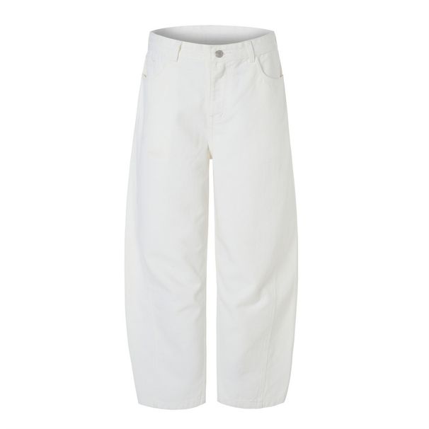 American Style Wide-Leg Denim Men's Vibe Trendy Brand Simple Basic Solid Color Versatile Curved Scimitar Pants_mkmklike.com