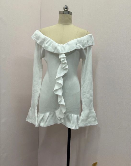 Women's Clothing pure desire style fashion one shoulder ruffled slim hip skirt_mkmklike.com