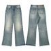 Vintage Washed Blue Straight Leg Denim Jeans For Men & Women - 100% Cotton Cleanfit Retro Style With Distressed Details_mkmklike.com