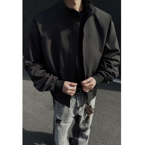 American Style Pilot Men's Autumn Cleanfit Stand Collar Baseball Jacket Cool Short Oversized Coat_mkmklike.com