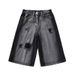 Men's Washed Distressed Cropped Denim Shorts Loose Wide Leg Pants Summer Style American Street Retro Design_mkmklike.com