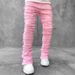 Foreign Trade European And American Street Style Men's Straight Jeans Cross-Border Stretch Patchwork Tassel_mkmklike.com