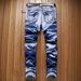 Men's Slim Fit Stretch Jeans With Unique Patterned Design - Comfortable Straight Leg Denim For All Seasons_mkmklike.com
