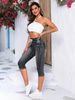 K Women's Elastic Waistband Drawstring High Waistband Ripped Hole Women's High Stretch Jeans Versatile Lazy Style_mkmklike.com