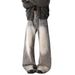 Vintage Washed High-Street Jeans – Distressed Splatter Paint Straight-Leg Denim For Men & Women (Grey Wash, S-3XL)_mkmklike.com