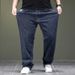 Large Size Men's Spring And Summer Solid Color Embroidered Jeans Men's Fattened Plus Size Versatile Simple Straight Business Pants Men_mkmklike.com