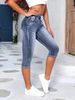 Women's High Waist Stretch Denim Shorts Ripped Design Elastic Waist Drawstring Versatile And Effortlessly Stylish Jeans_mkmklike.com